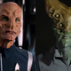 Star Trek: Discovery’s Saru (Doug Jones) alongside the character’s original design.